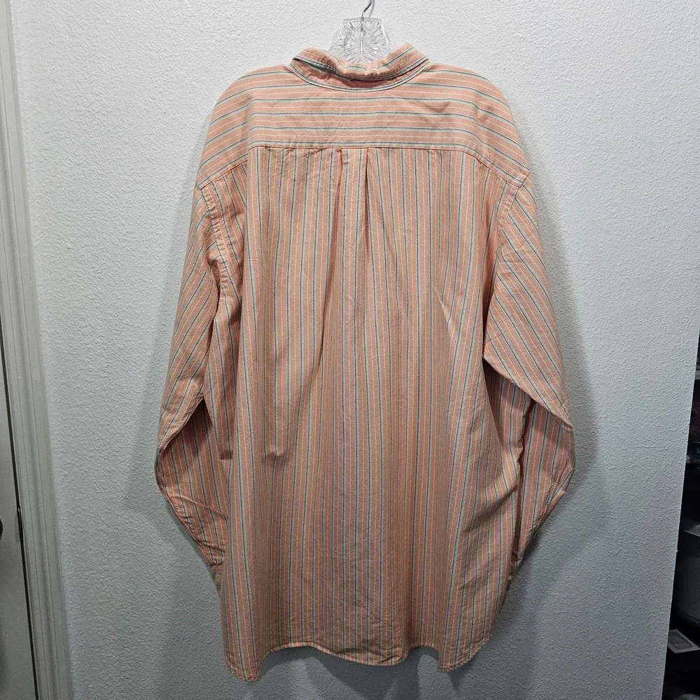 Ralph Lauren‎ Button Front Longsleeve Orange and Blue Stripe Polo Men's 3XLT